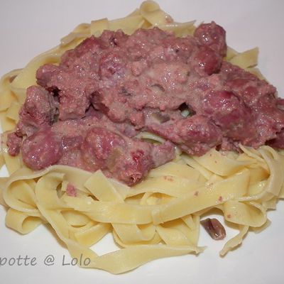 Tagliatelles gésiers et foie de volaille