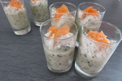 Mousses de Concombre et de Crevettes à le Menthe