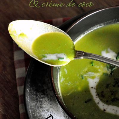 Velouté de petits pois, carottes à la crème de coco