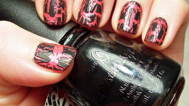 China Glaze Black Mesh (Over Sephora Strip Poker)