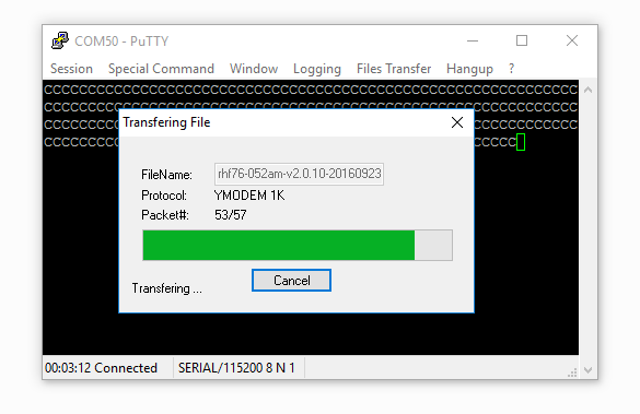 Putty xmodem file transfer app