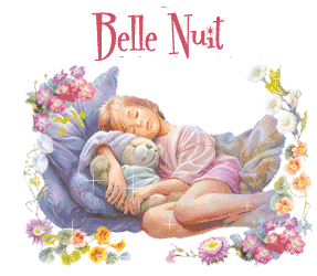 Belle nuit - Martine - Ourson - Fleurs - Gif scintillant - Gratuit