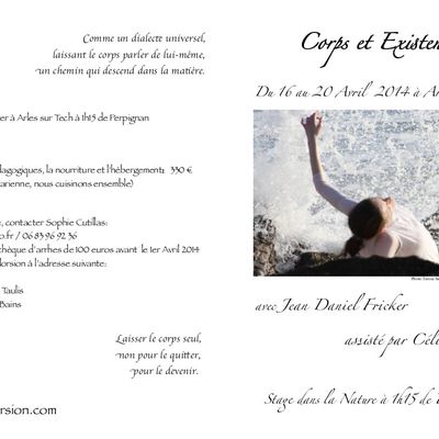 CORPS ET EXISTENCE, stage à Arles sur Tech, du 16 au 20 avril