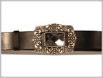 CEINTURE CUIR 4 CM - Boucle n°13 Design ( Argenté antique )