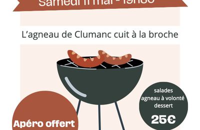 L'agneau de Clumanc cuit à la broche vous attend !  Samedi 11 mai à partir de 19h30