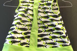 robe poissons blanche verte anis et noire