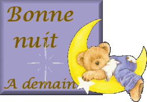 Bonne Nuit - A demain - Ourson - Lune - Gif scintillant - Gratuit