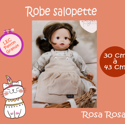 Robe salopette de poupée de Rosa Rosa - Patron couture gratuit