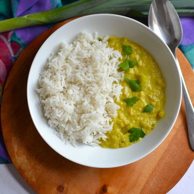 Dahl lentilles corail lait de coco poireaux