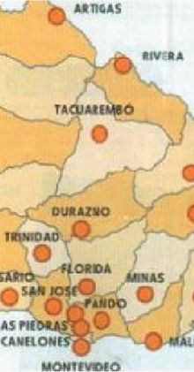 Un extraño mapa de Uruguay En vez de Botnia, relocalizaron Fray Bentos