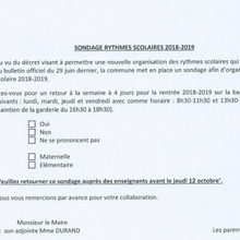 Sondage rythmes scolaires 2018-2019