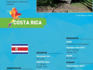 Le Costa Rica : nous en ferons la connaissance en 6 jours (630 km) du 17 au 22 Avril. C’est un pays de 51 000 km² dont 25%  est constitué en Parcs Nationaux. Là aussi de beaux paysages en perspectives. La monnaie c'est le Colon costa-ricain (CRC) : 60000 Colon costa-ricain (CRC) c'est 100 €.