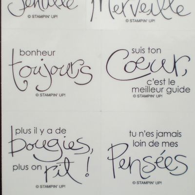 Lot de 6 tampons "Douces pensées" Stampin UP