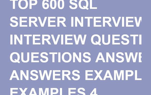 Top 30 Sql  Meeting Questions  As Well As Answers In
