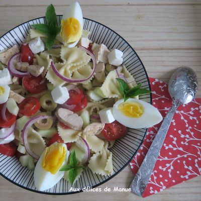 Salade de pâtes et légumes au poulet 