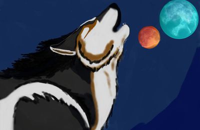 The sacred Wolf under two moons