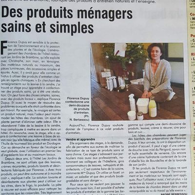 Je remercie Nadine Berbessou pour son bel article dans le journal REUSSIR LE PERIGORD !