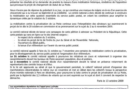 Contre la privatisation de la Poste : Le Président ne nous entend pas, faisons plus de bruit