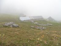 Sur le sentier au dessus de l'étable. Une brève éclaircie et on aperçoit l'Arcalod.