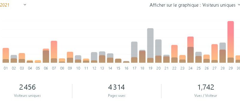 l'audience du Pélican frondeur depuis sa création (octobre 2020)