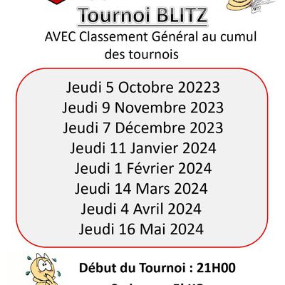 Tournoi de blitz ce soir!