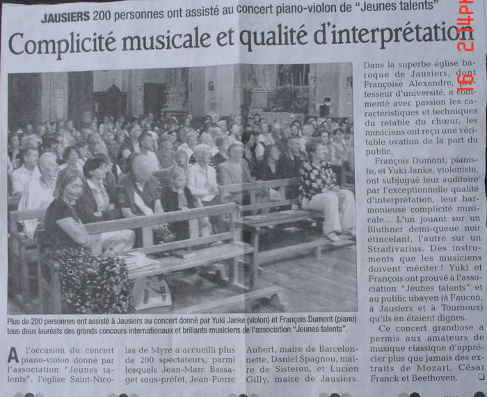 concerts et académie baroque en aout 2009