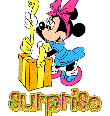 Surprise - Cadeau  Minnie - Disney - Dessin animé - Gif scintillant - Gratuit