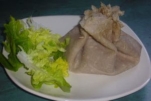 Aumônières galette, andouille et camembert