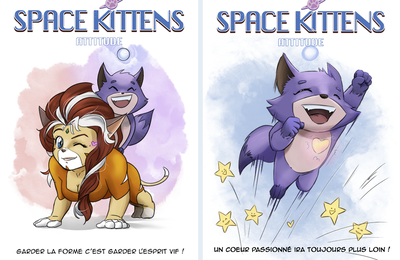 Space Kittens tome 3, deux des  quatre cartes attitudes !