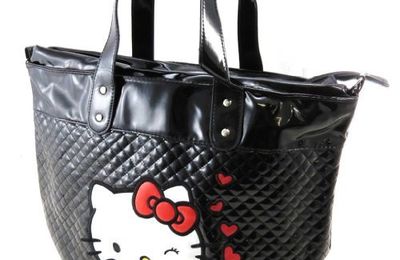 19718 Cabas glamour Hello Kitty noir vernis