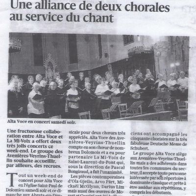Une alliance de deux chorales a donné un concert réussi à Dolomieu