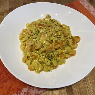 Poulet à la crème de curry et aux carottes