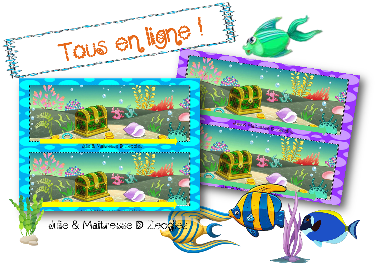 Page De Garde Cahier Thème Mer Et Océan Animaux de la mer : Tous en ligne. - Mes tresses D Zécolles