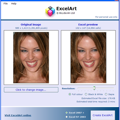 Convertir vos images au format Mosaïque Excel avec ExcelArt