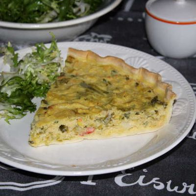 Tarte aux poireaux ,crabe et  safran