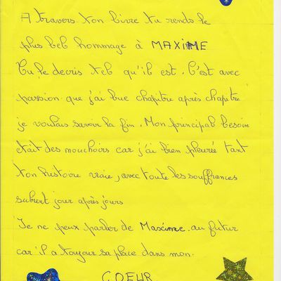 TRES BELLE LETTRE DE MARIE CECILE