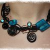 Collier noir et bleu turquoise