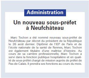 Un nouveau sous-préfet à Neufchâteau (Vosges Matin)