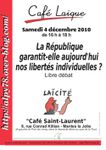 Café laïque : 4 décembre 2010