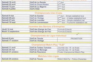 Calendrier des compétitions 2009