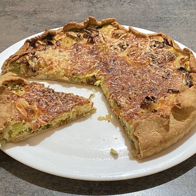 Tarte aux poireaux, pâte à l'huile d'olive