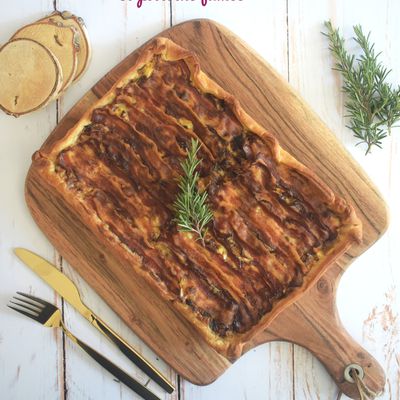 Tarte aux poireaux et poitrine fumée