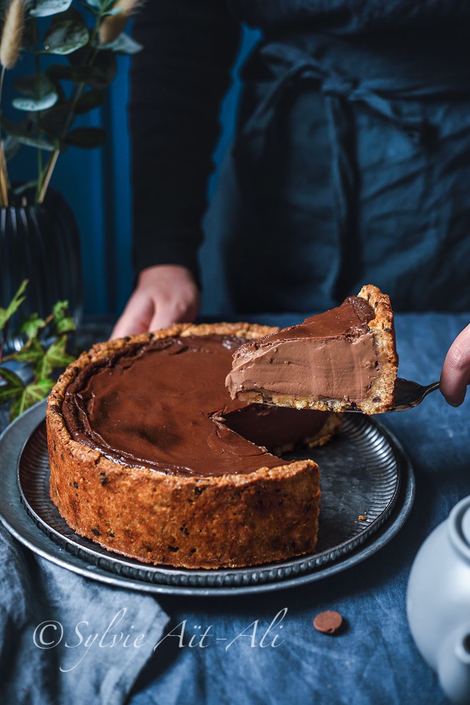 Flan Patissier Au Chocolat Sur Pate A Cookies Amuses Bouche