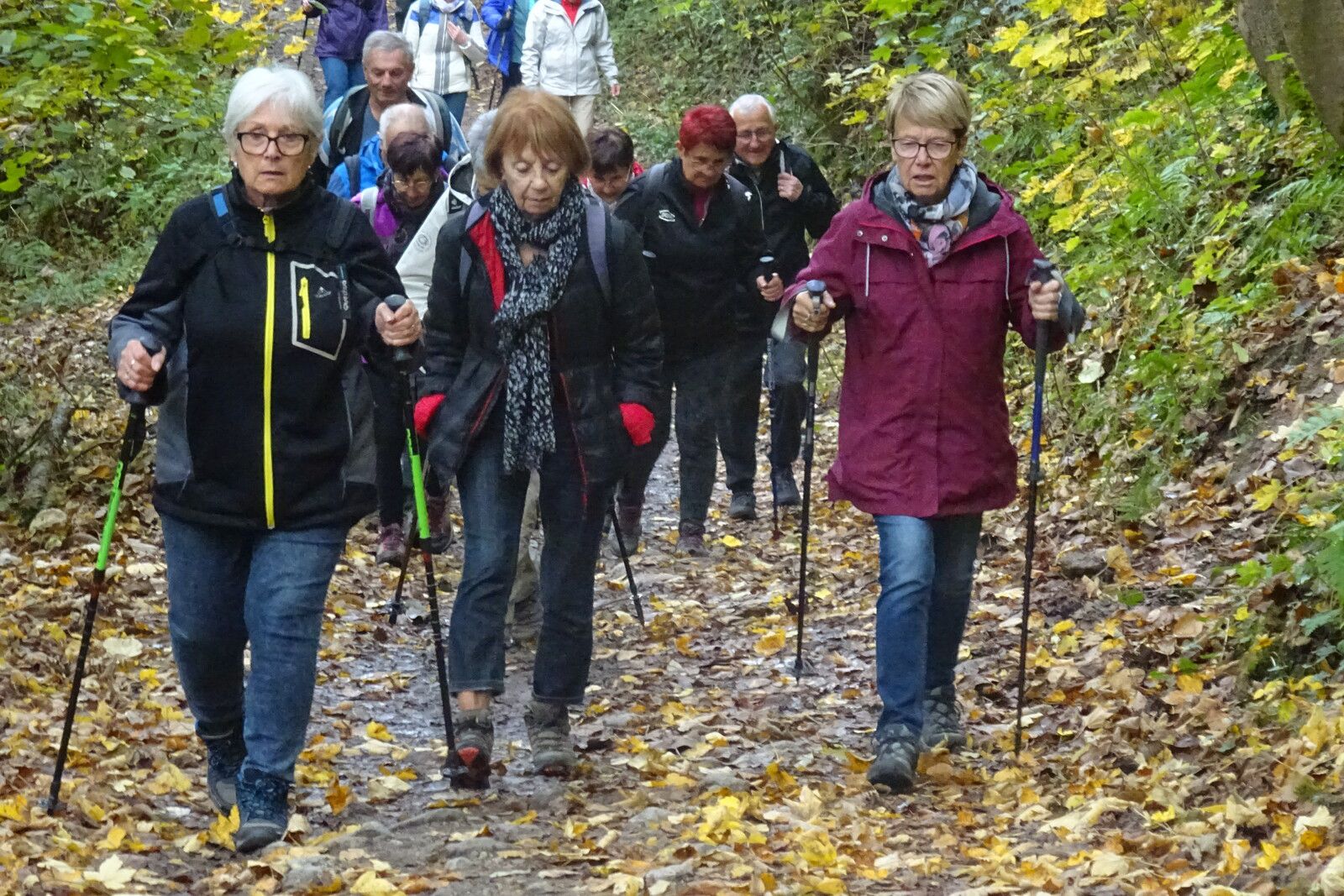 Malgré le temps incertain et gris, 20 Marcheurs du groupe 2 pour une randonnée entre Moingt et le Vieil Ecotay