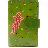 Porte-feuille Macha Gecko vert et rouge en cuir