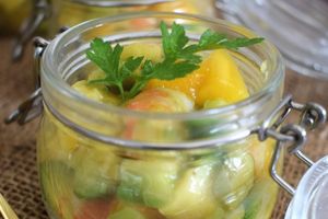Verrines avocat crevettes mangues