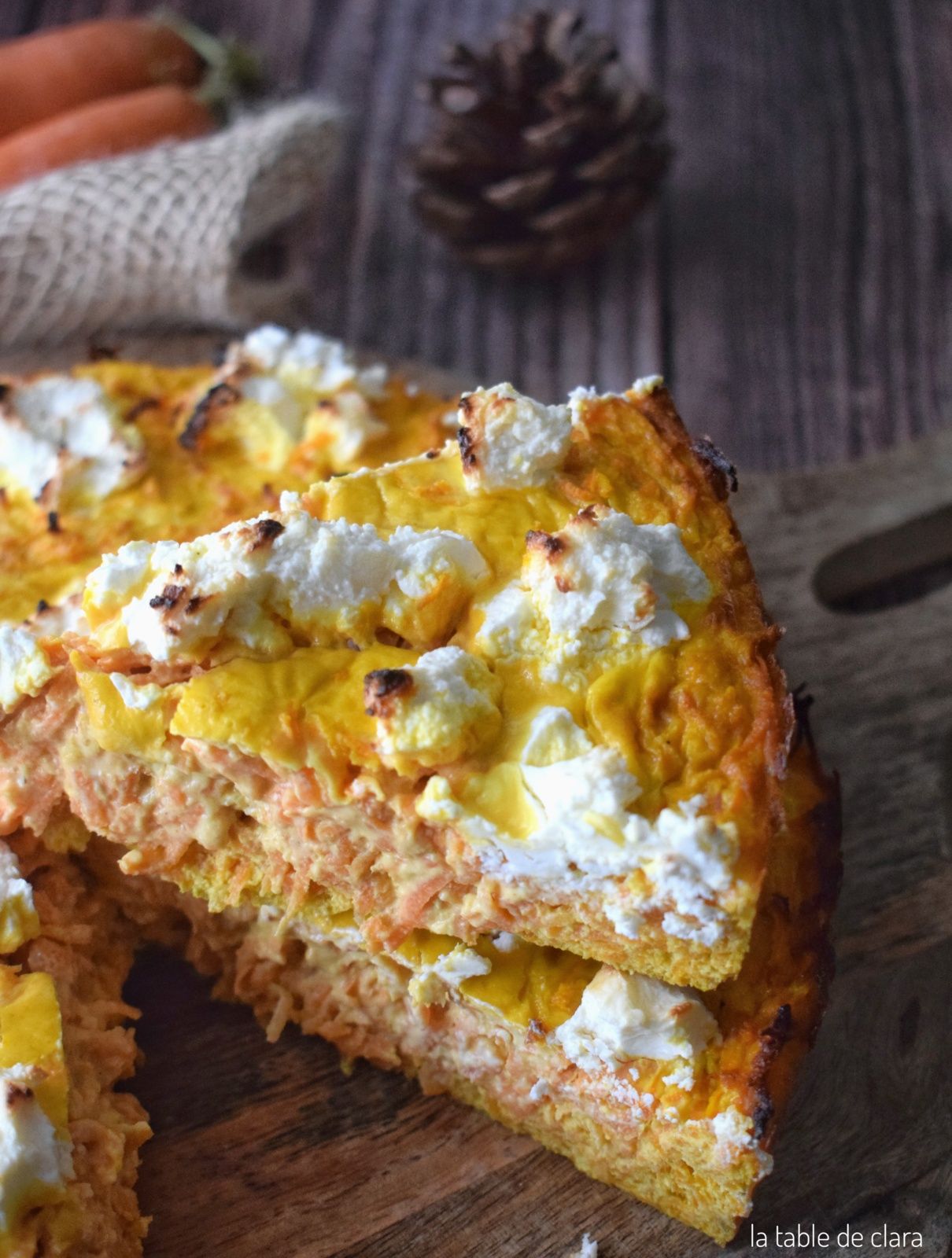 Clafoutis carottes, curry chèvre