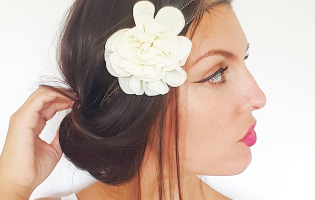 Headband mariée fleur ivoire beige, bijou de cheveux mariée, headbands mariage champêtre