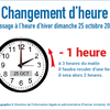 PASSAGE A L'HEURE D'HIVER DIMANCHE 25 OCTOBRE 2015