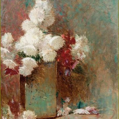 Les fleurs par les grands peintres -  Carlsen (1853 -1932)- chrysanthèmes 1891
